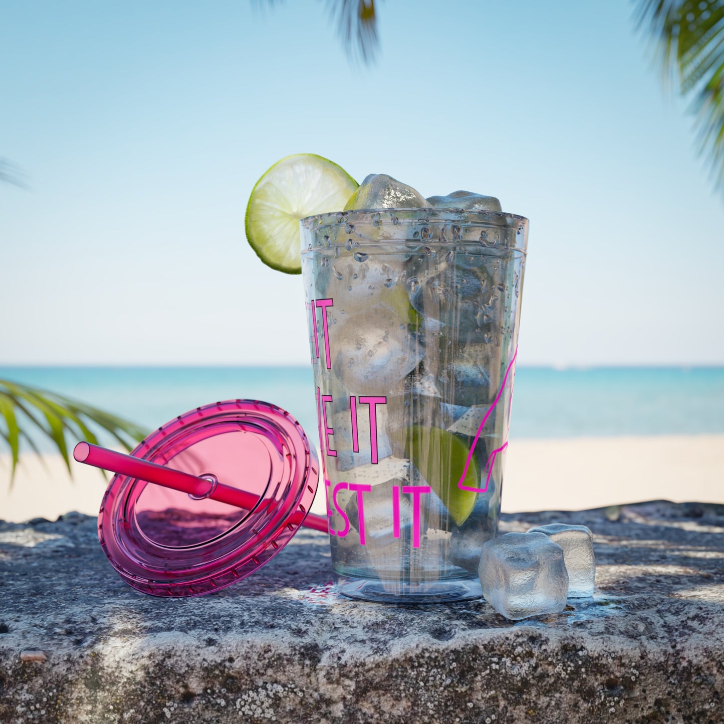 'See it Believe it Manifest it' Acrylic Tumbler with Straw, 16oz