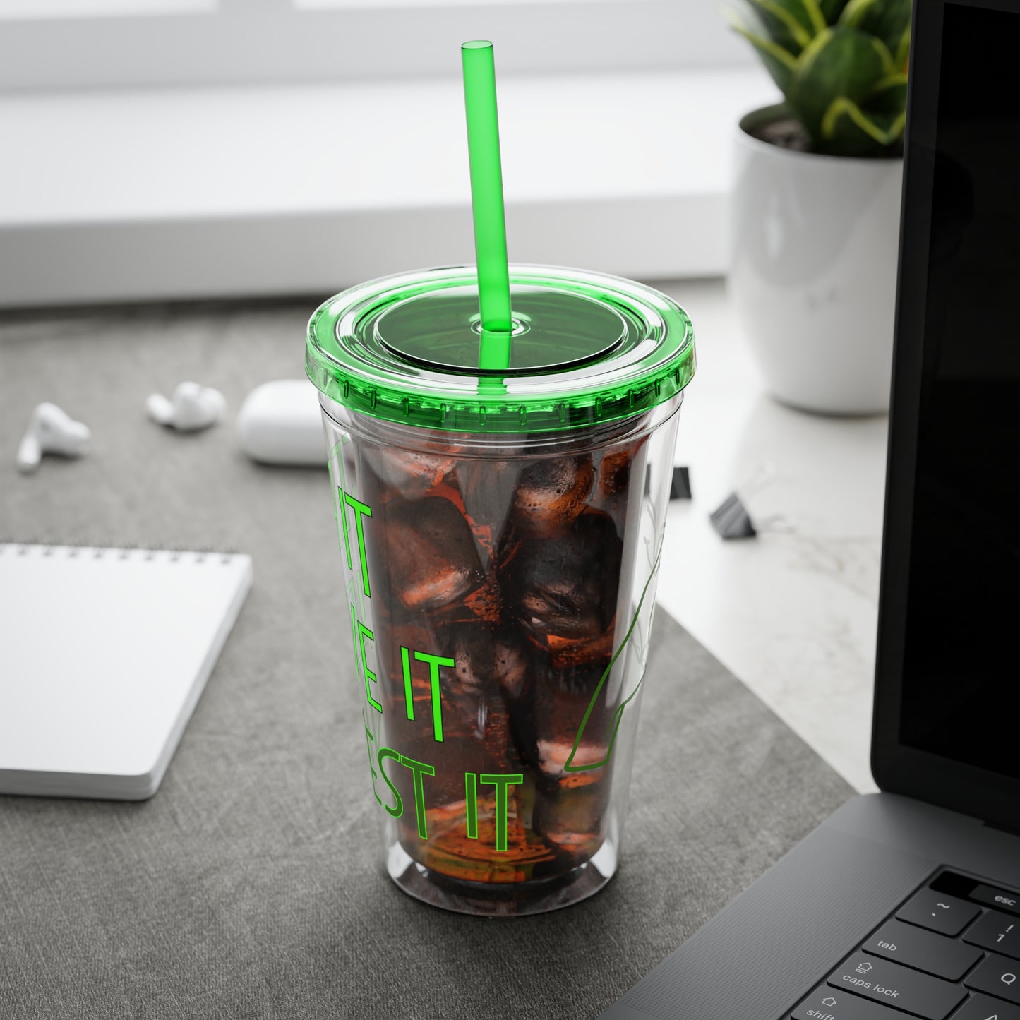 'See it Believe it Manifest it' Acrylic Tumbler with Straw, 16oz