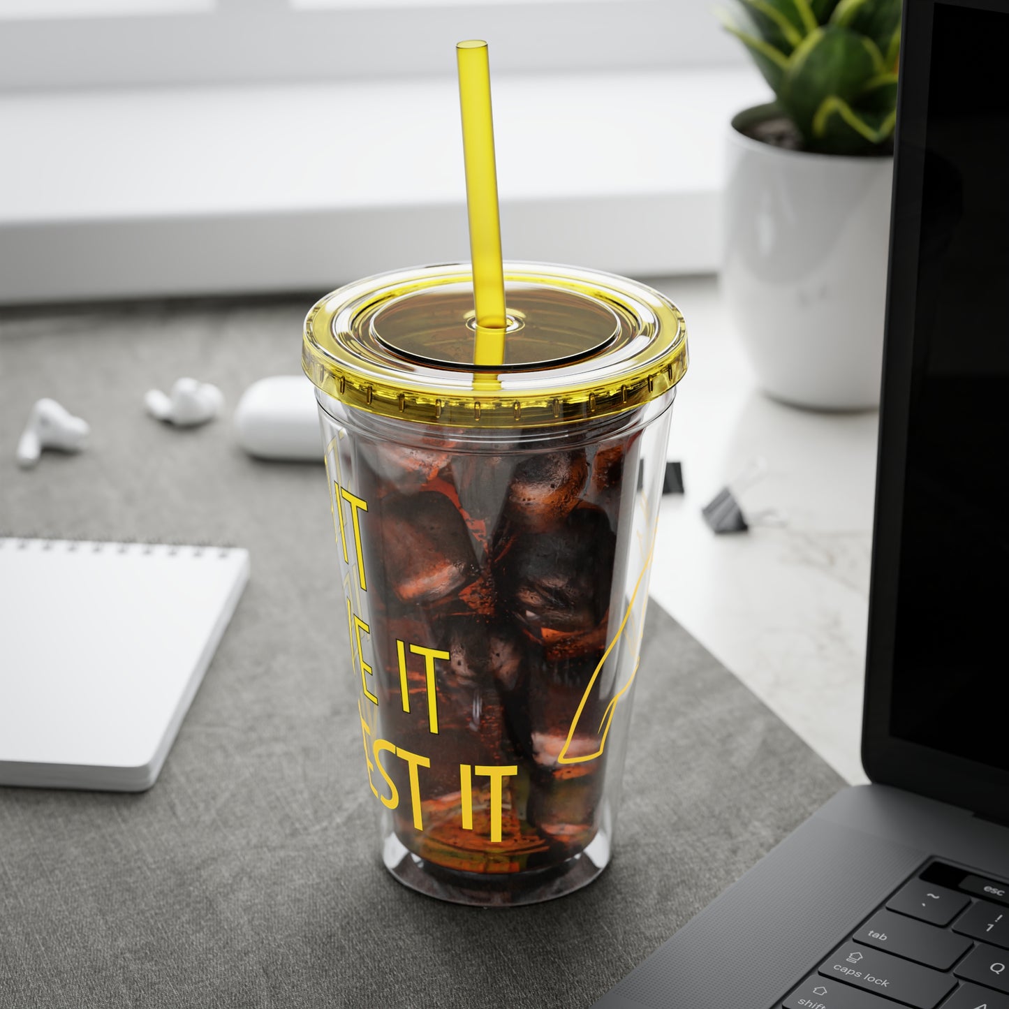 'See it Believe it Manifest it' Acrylic Tumbler with Straw, 16oz