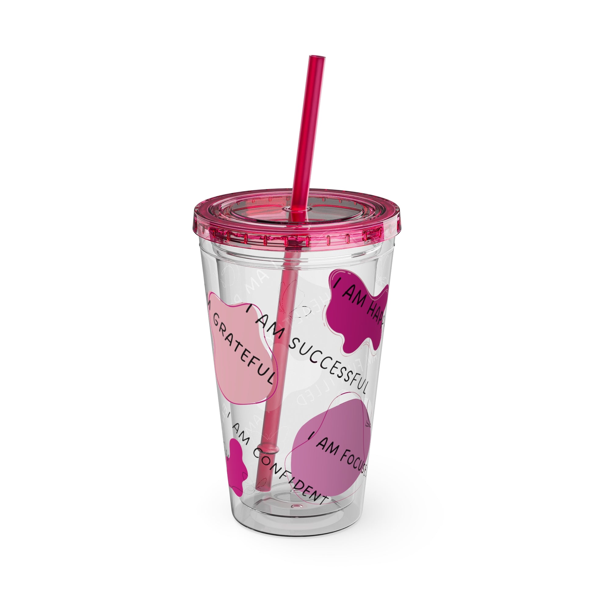 Positive Affirmations Acrylic Tumbler with Straw, 16oz / Tumblers / Cups / Drinkware 