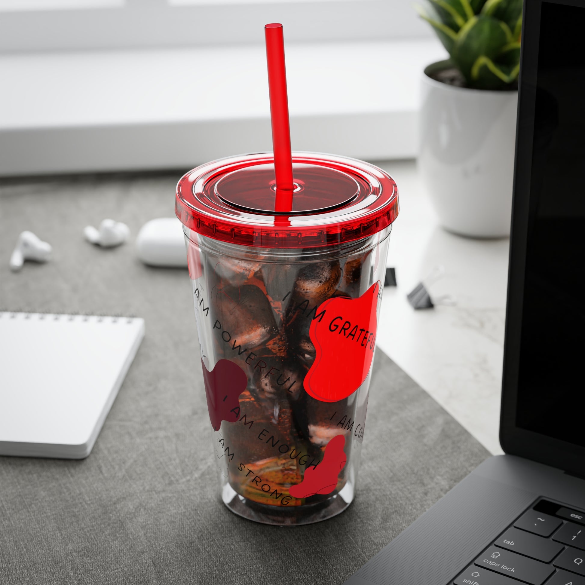 Positive Affirmations Acrylic Tumbler with Straw, 16oz / Tumblers / Cups / Drinkware 