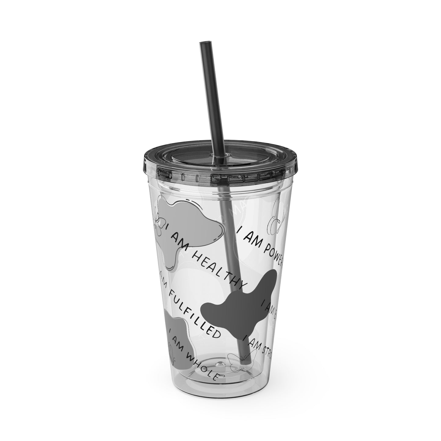 Positive Affirmations Acrylic Tumbler with Straw, 16oz