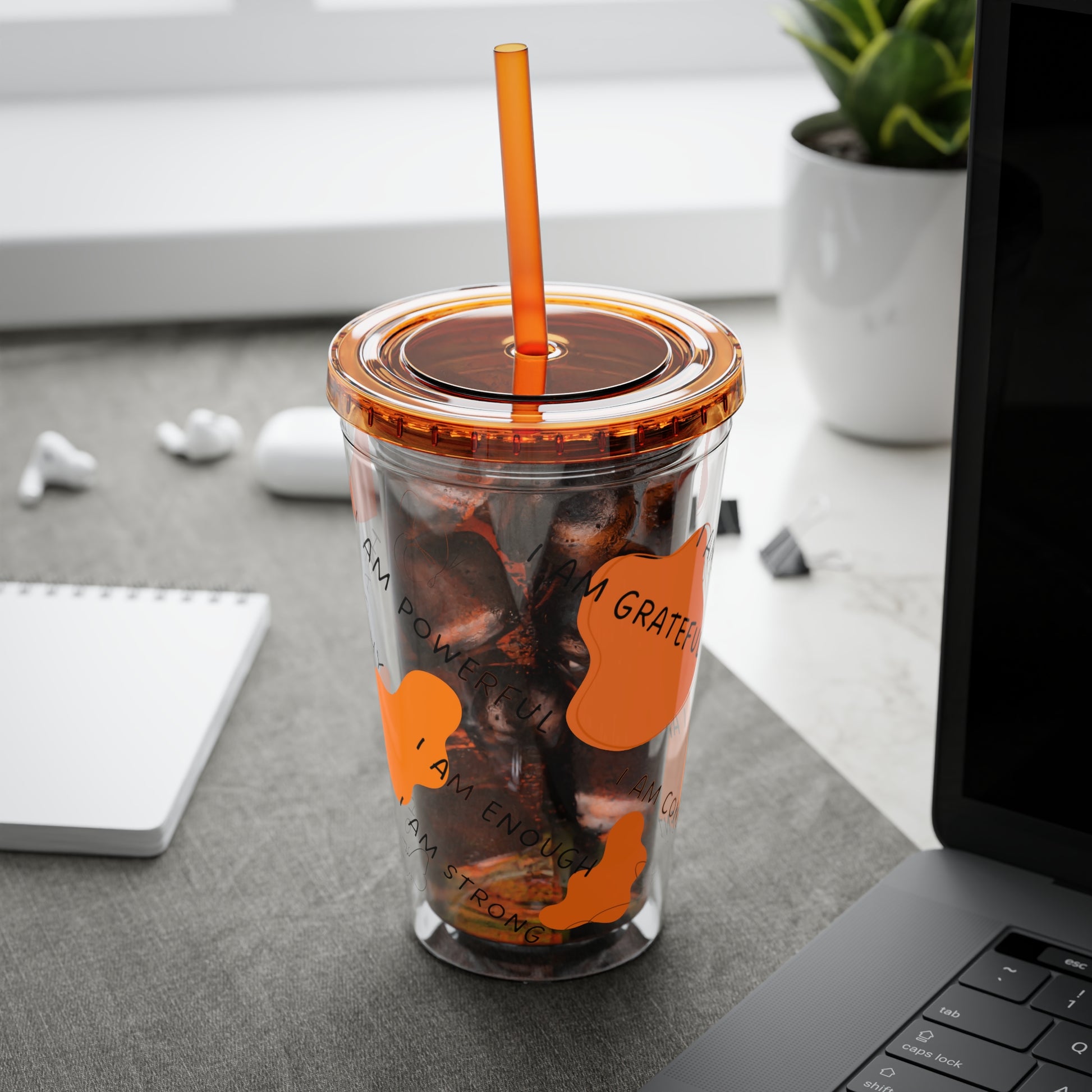 Positive Affirmations Acrylic Tumbler with Straw, 16oz / Tumblers / Cups / Drinkware 