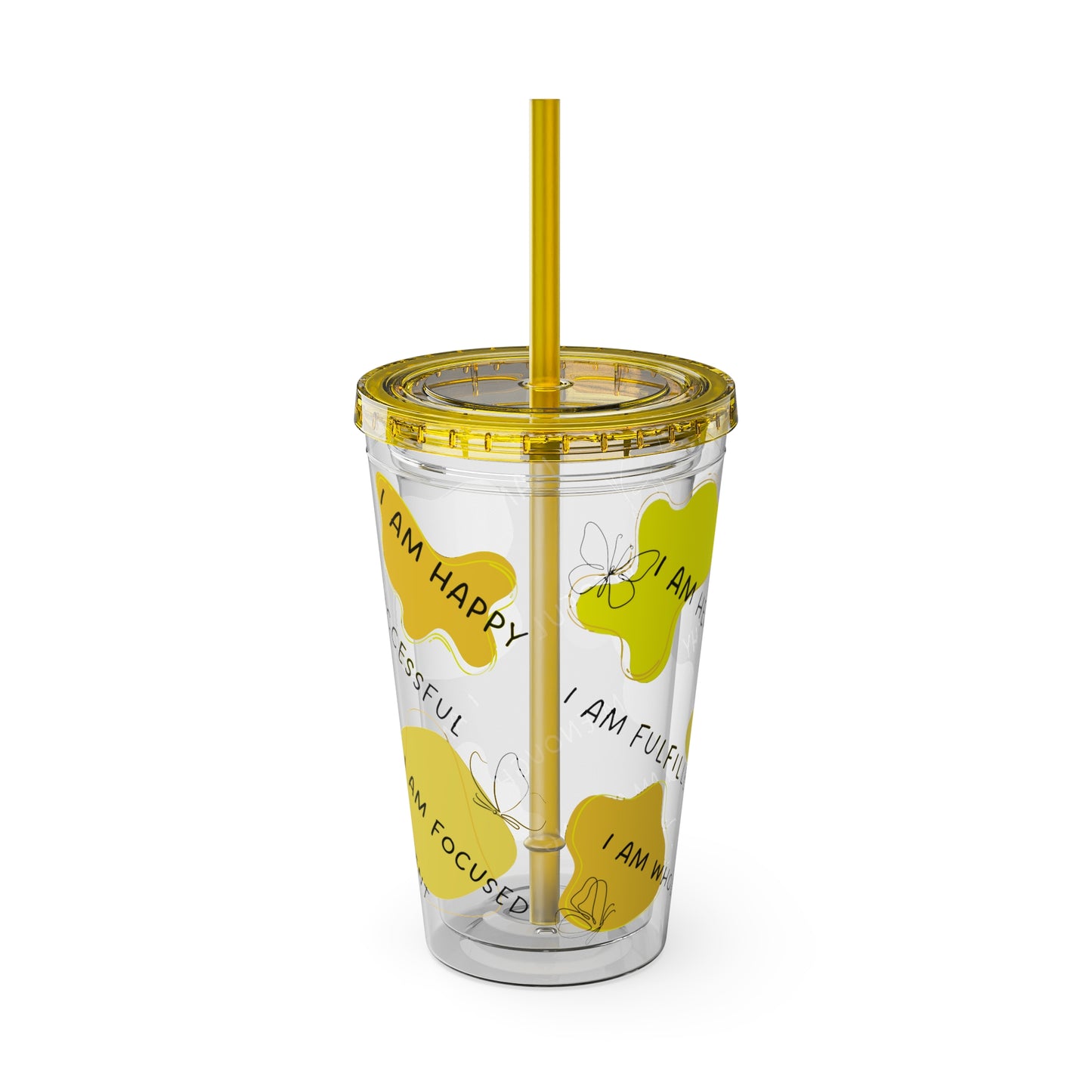 Positive Affirmations Acrylic Tumbler with Straw, 16oz