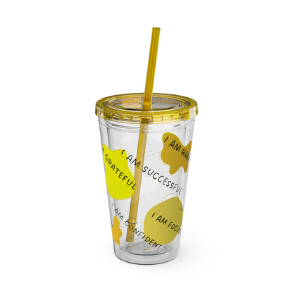 Positive Affirmations Acrylic Tumbler with Straw, 16oz