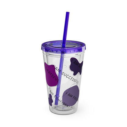 Positive Affirmations Acrylic Tumbler with Straw, 16oz / Tumblers / Cups / Drinkware 