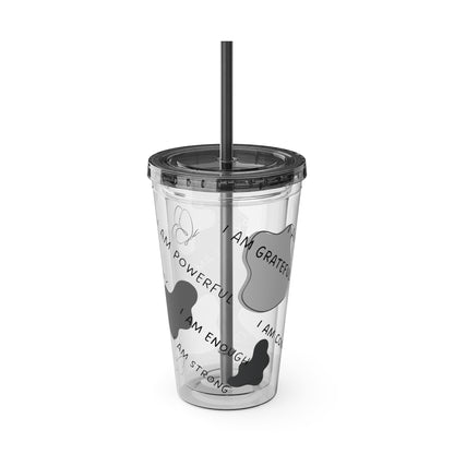 Positive Affirmations Acrylic Tumbler with Straw, 16oz