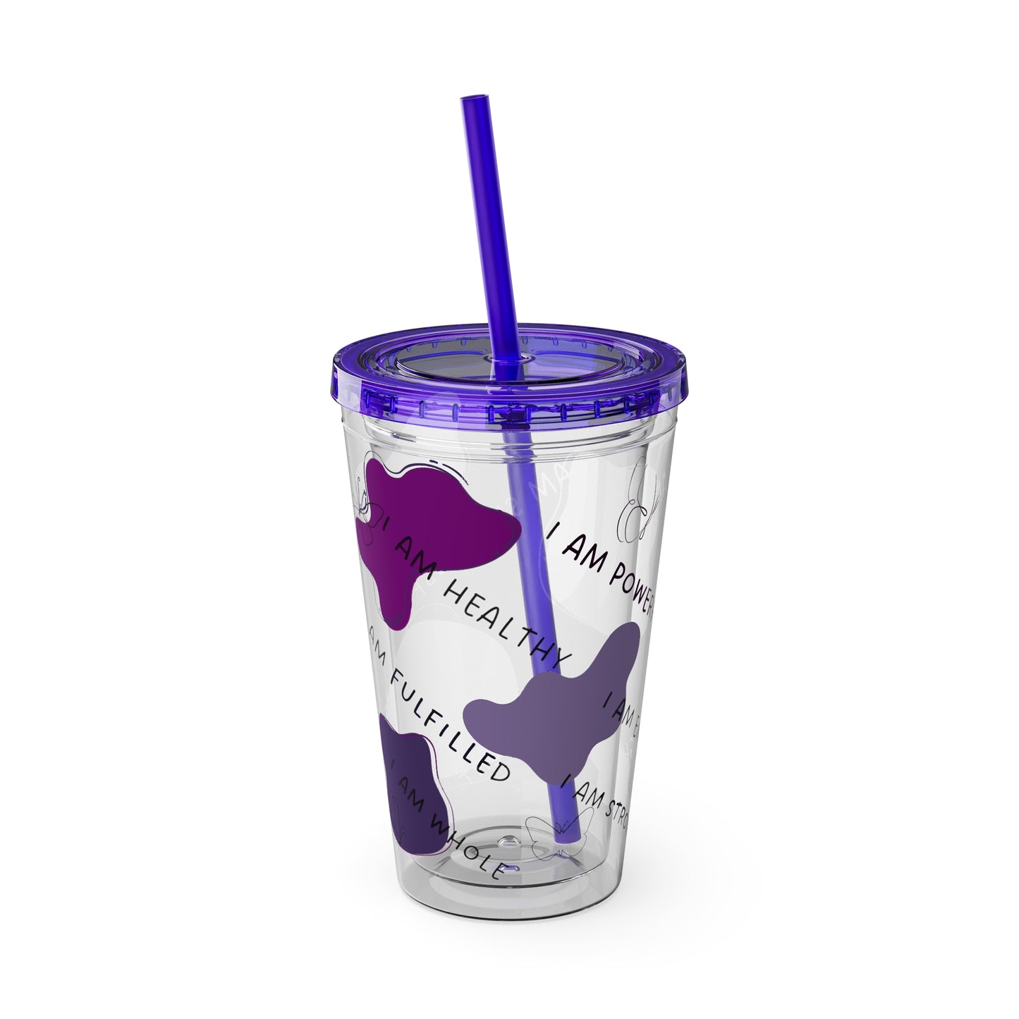 Positive Affirmations Acrylic Tumbler with Straw, 16oz