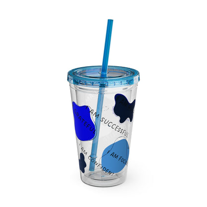 Positive Affirmations Acrylic Tumbler with Straw, 16oz