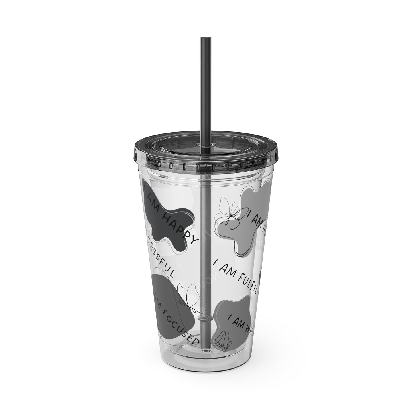 Positive Affirmations Acrylic Tumbler with Straw, 16oz