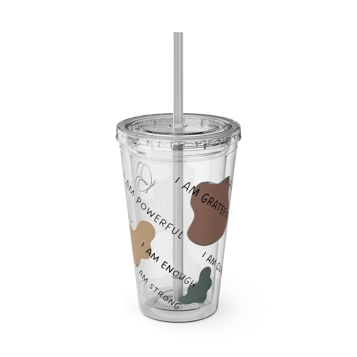 Positive Affirmations Acrylic Tumbler with Straw, 16oz / Tumblers / Cups / Drinkware 