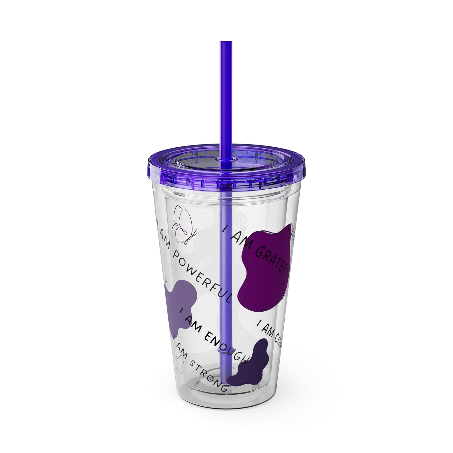 Positive Affirmations Acrylic Tumbler with Straw, 16oz